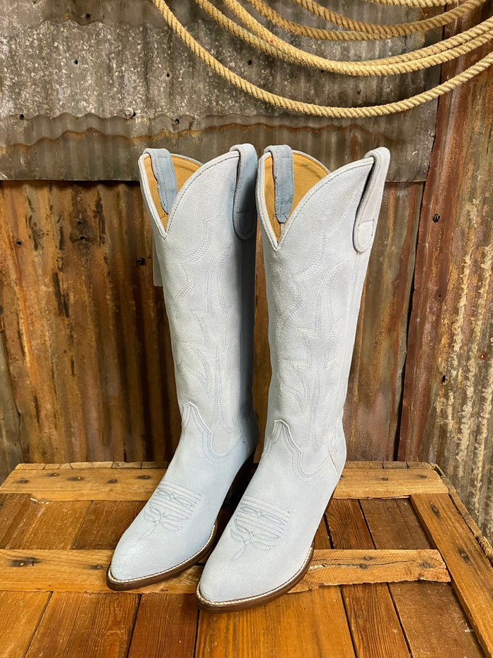 Macie Bean Baby Blue Suede Western Boot