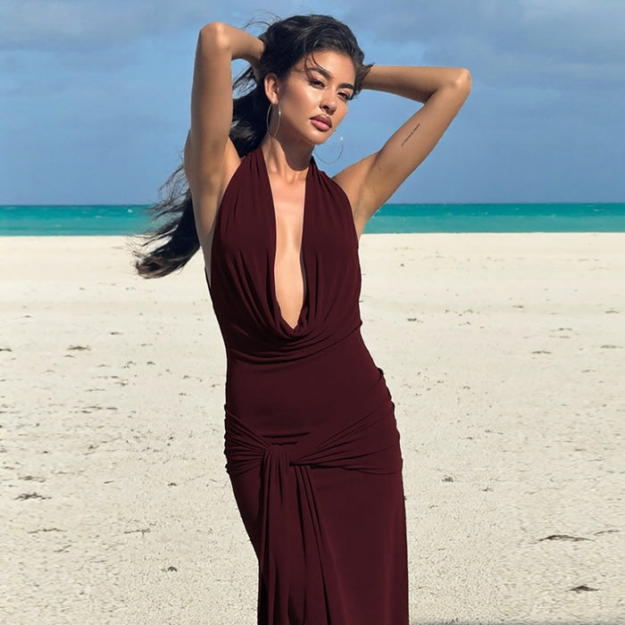 Melisa Maxi Dress - Maroon