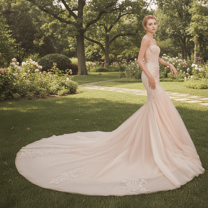 Mermaid Boho Wedding Dress Strapless Bridal Wedding Gown - Rosymae