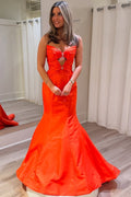 Mermaid Strapless Bows Sleeveless Pleated Long Prom Dress