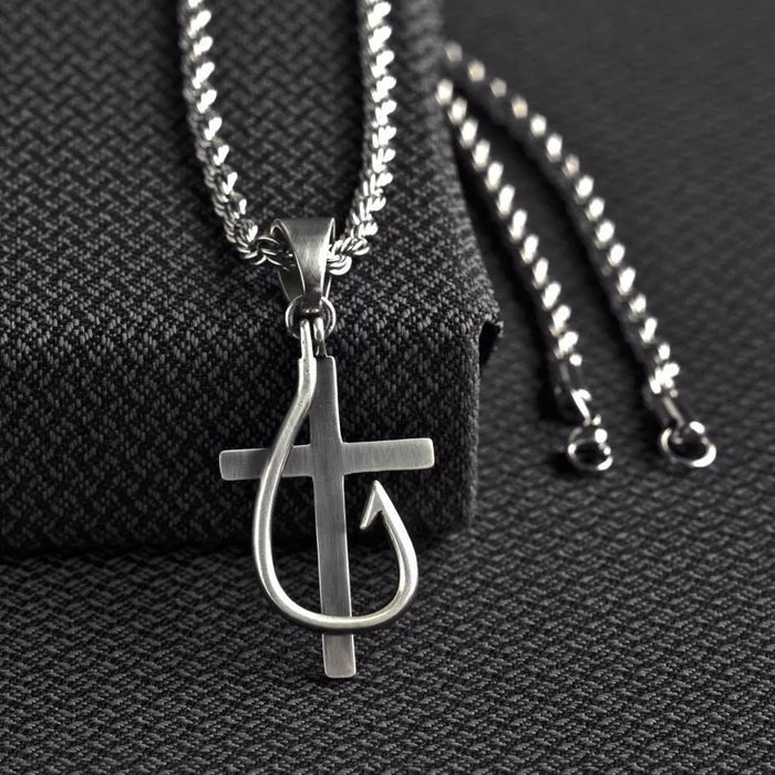 M&F Western Twister Cross/Fish Hook Necklace