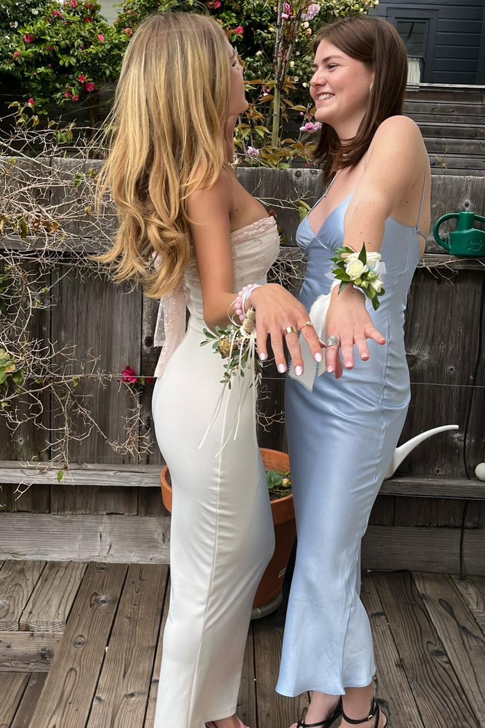 Modern Strapless Appliques Back Bow-knot Satin Party Prom Dress