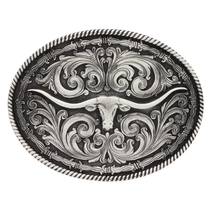 Montana Silversmiths Rope and Barbed Wire Longhorn Classic Impressions Attitude Buckle