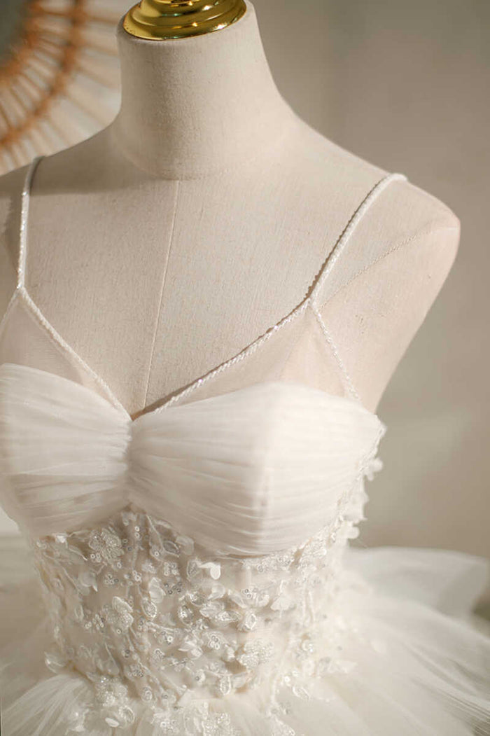 Multi-Tiered White V-Neck Short Party Dress