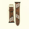 Nocona White Tooled Floral Apple Watch Band