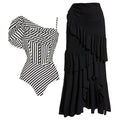 Nyoka Off-Shoulder Swimsuit  Set - Black
