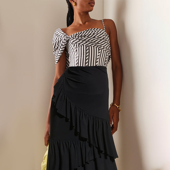 Nyoka Off-Shoulder Swimsuit  Set - Black