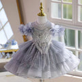 O-Neck Pearled Tiered Flower Girl Princess Dress Luxury D040