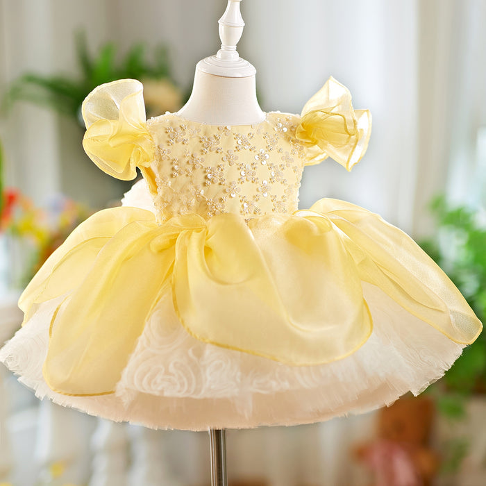 O-Neck Sequin Knee-Length Party Princess Girl Dress J561