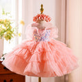 O-Neck Sequined Tulle Pink Flower Girl Dress With Bow J824