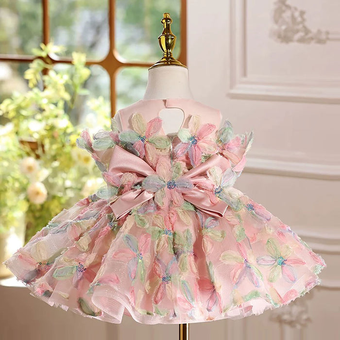 Off-Shoulder Applique Dubai Flower Girl Dress Turquoise D070