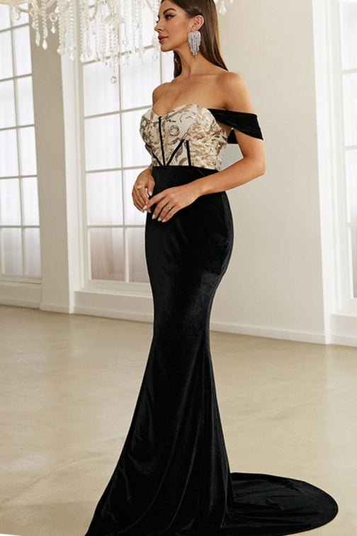 Off-the-Shoulder Corset Mermaid Long Formal Dress