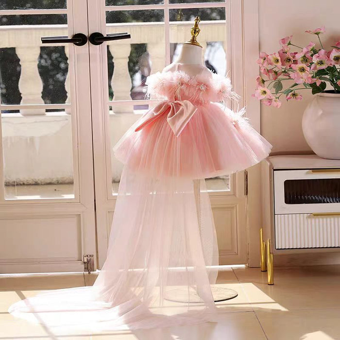 Off White Knee Length 1st Birthday Flower Girl Dress J414A