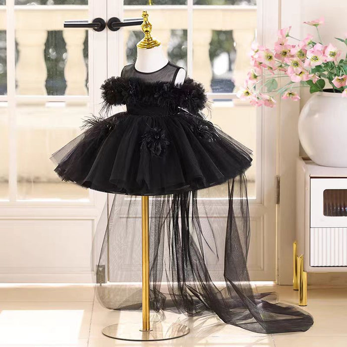 Off White Knee Length 1st Birthday Flower Girl Dress J414A