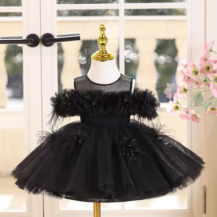 Off White Knee Length 1st Birthday Flower Girl Dress J414A