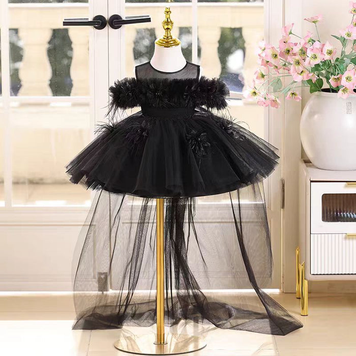 Off White Knee Length 1st Birthday Flower Girl Dress J414A