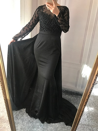 On Sale No Return No Refund Red Black Beading Mermaid Evening Dresses LA6275 - SERENE HILL