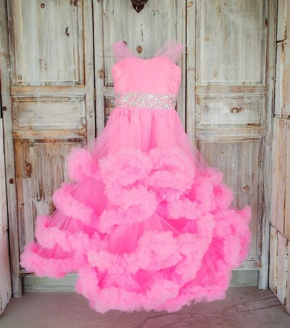 On Sale No Return No Refund Rushed Girls Pageant Dresses Cloud Flower Girl Dresses Custom Made HTA0001 - SERENE HILL