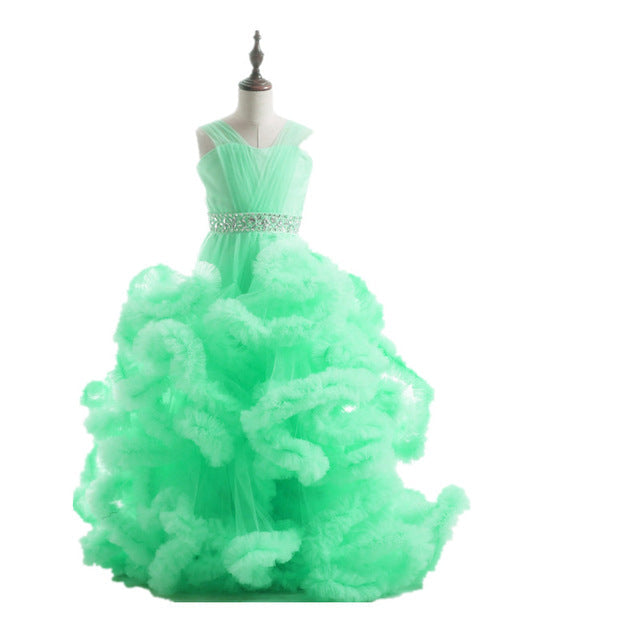 On Sale No Return No Refund Rushed Girls Pageant Dresses Cloud Flower Girl Dresses Custom Made HTA0001 - SERENE HILL