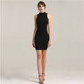 On Sale No Return No Refund Sale Diamond CUT-OUT Black Simple Evening Gowns Crystal Sleeveless Evening Party Dresses LA6240 - SERENE HILL