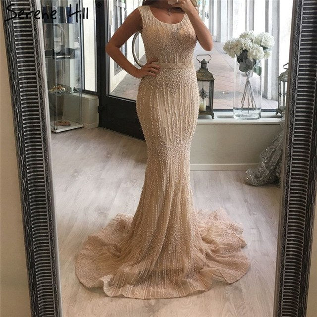 On Sale No Return No Refund Sale Green Embroidery Pearls Lace Mermaid Evening Dresses Sexy Pearls Lace LA6231 - SERENE HILL