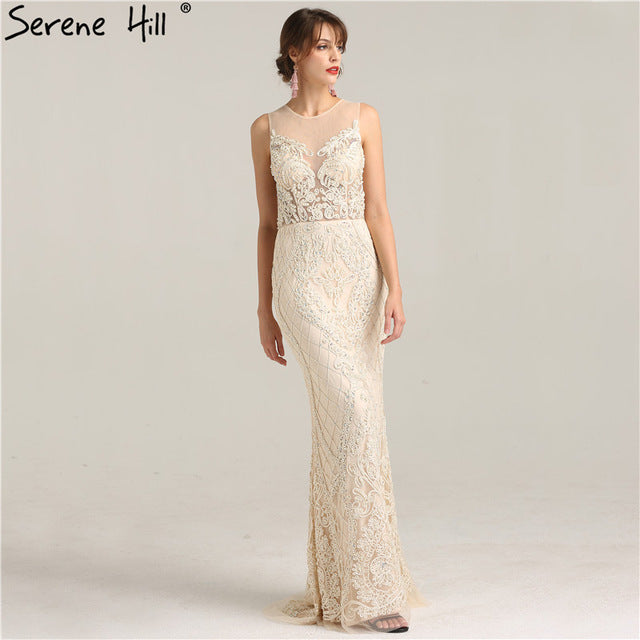 On Sale No Return No Refund Sale Mermaid Elegant Hand Craft Evening Gowns Pearls Crystal LA6238 - SERENE HILL