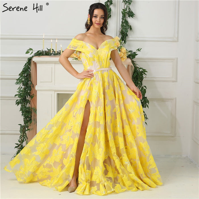 On Sale No Return No Refund Sale Off Shoulder Evening Dresses Sleeveless Flowers Sexy Evening Gowns LA6597 - SERENE HILL