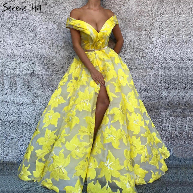 On Sale No Return No Refund Sale Off Shoulder Evening Dresses Sleeveless Flowers Sexy Evening Gowns LA6597 - SERENE HILL