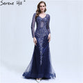 On Sale No Return No Refund Sparkly Luxury Crystal Sequined Tulle Evening Dress Elegant Mermaid LA6400 - SERENE HILL