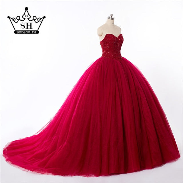 On Sale no return no refundSale Burgundy Crystals ball gown Wedding Dress Bridal Dress Wedding Gown HA2014 - SERENE HILL