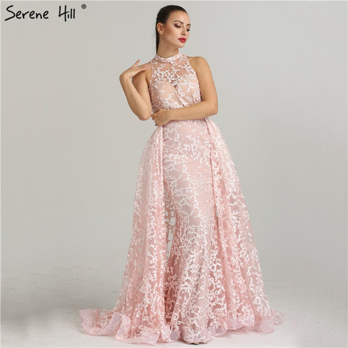On Sale no return no refundSale Pink Lace Dubai Designer Sexy Evening Dresses Mermaid Evening Gown LA6282 - SERENE HILL