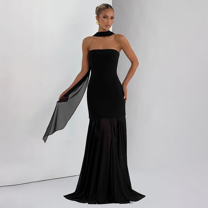 Orya Dress With Stole - Black