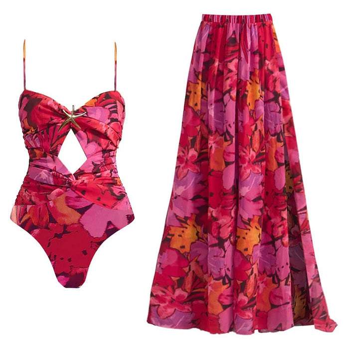 Palm Kiss  Swimsuit Set - Pink