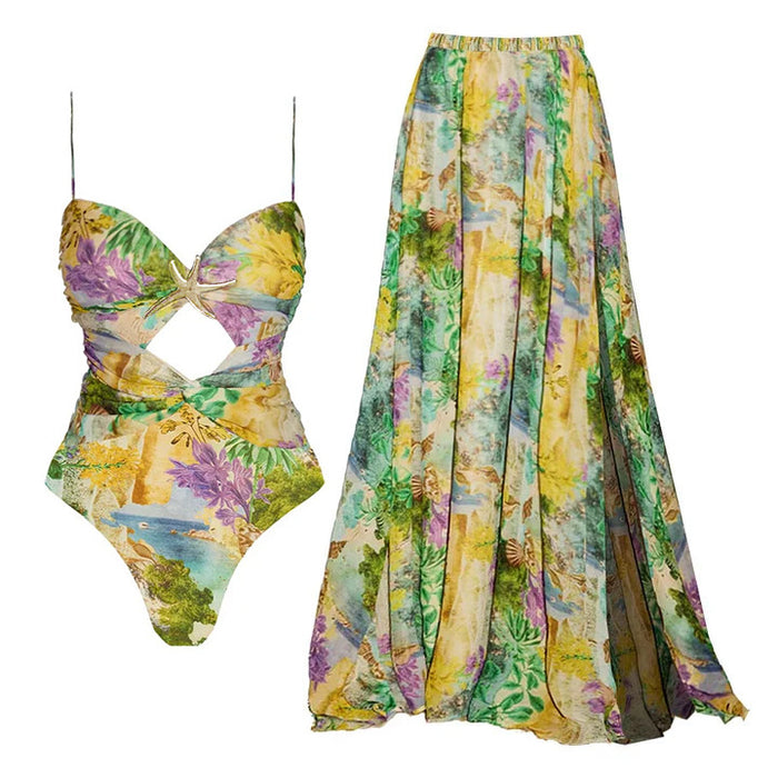 Palm Kiss  Swimsuit Set - Yellow