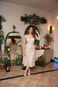 Party Ruffle Midi Dress - Champagne