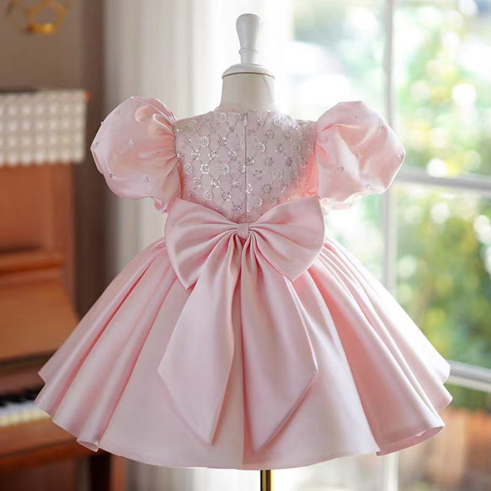 Pink Girl Dress Embroidered Kids Birthday Party Holiday J754