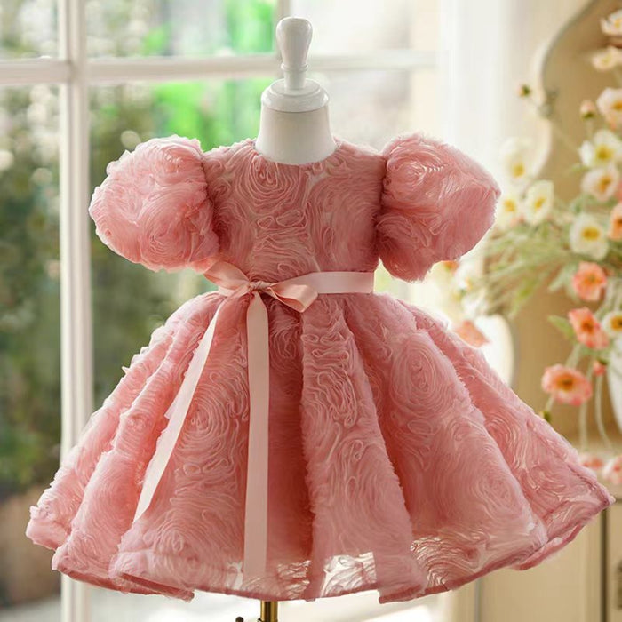Pink Girl Dress Kids 1st Toddler Birthday Party Holiday Gown J751