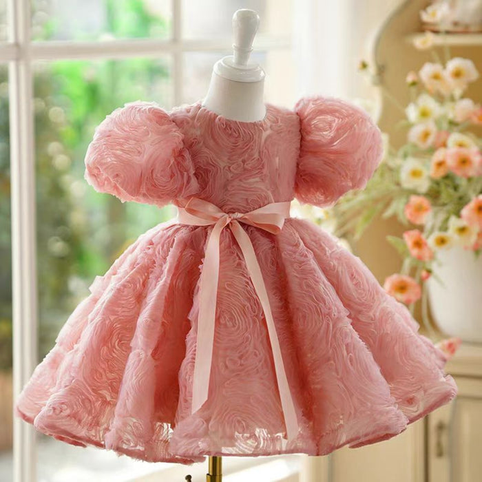 Pink Girl Dress Kids 1st Toddler Birthday Party Holiday Gown J751
