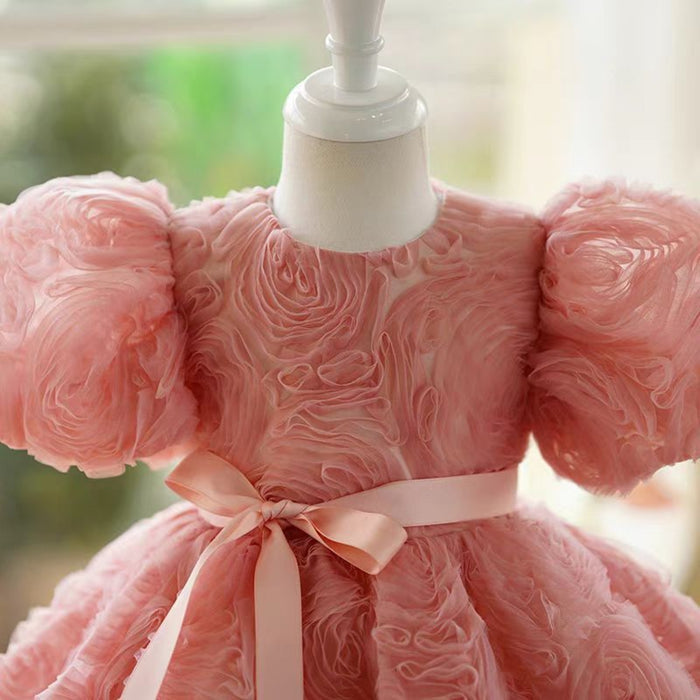 Pink Girl Dress Kids 1st Toddler Birthday Party Holiday Gown J751