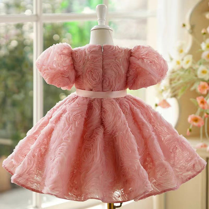 Pink Girl Dress Kids 1st Toddler Birthday Party Holiday Gown J751