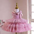 Pink knee Length Flower Girl Dress for Party Birthday J541