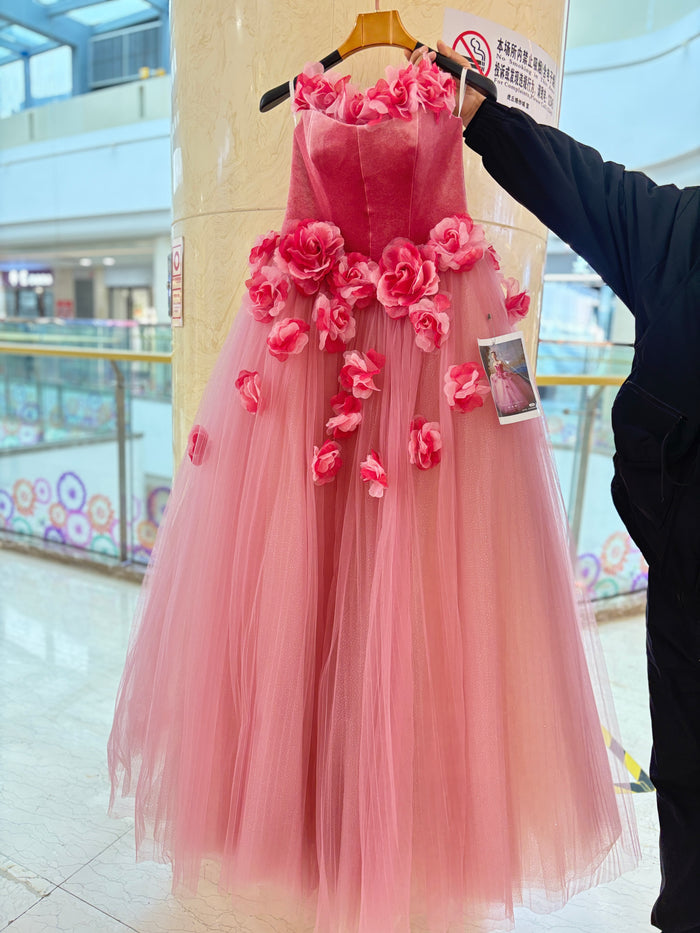 Pink Long Sleeve Girl Birthday Pageant Party Dress J350