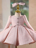 Pink Long Sleeve Princess Girl Dress for Birthday Party J718