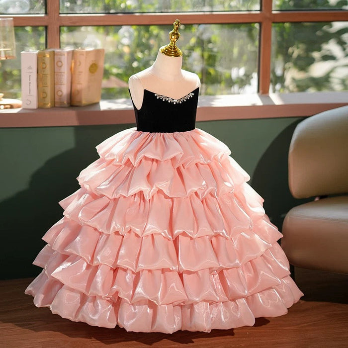 Pink Princess Birthday Girl dress for Pageant Wedding Party J411