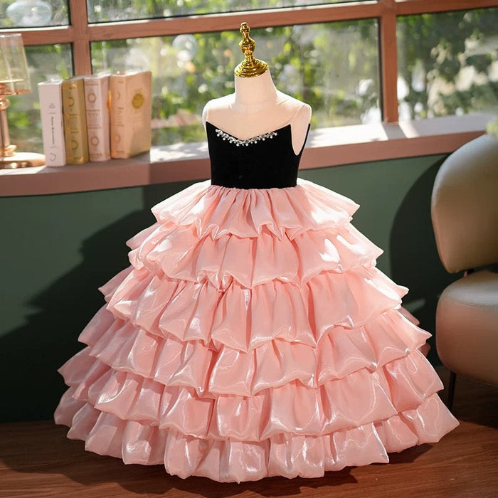 Pink Princess Birthday Girl dress for Pageant Wedding Party J411