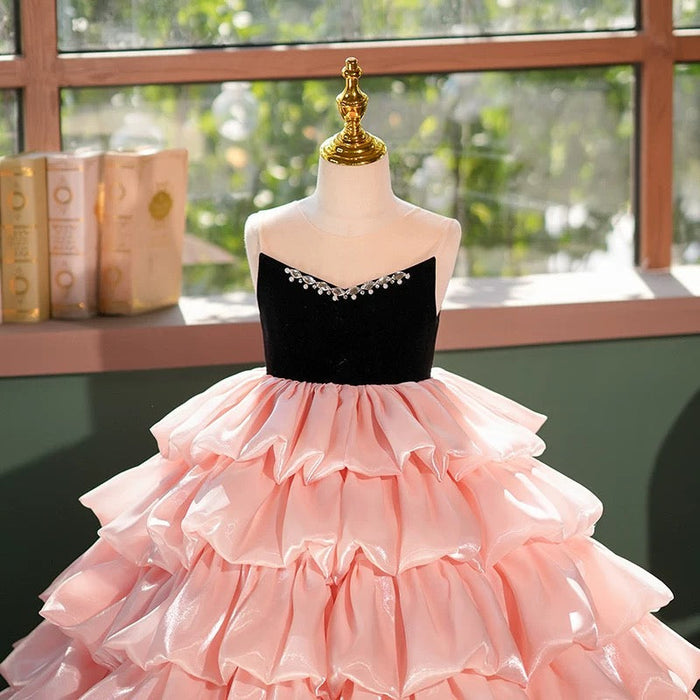 Pink Princess Birthday Girl dress for Pageant Wedding Party J411