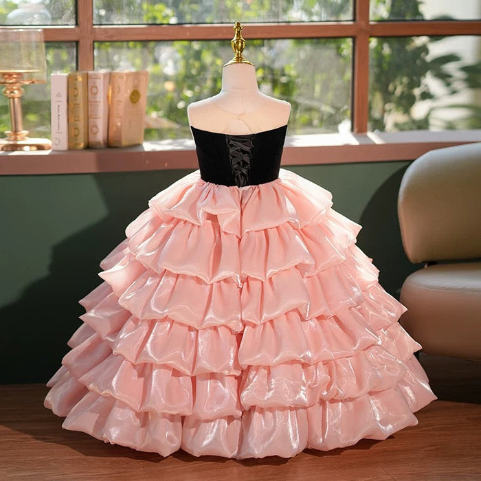 Pink Princess Birthday Girl dress for Pageant Wedding Party J411