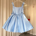 Pink Puffy Square Collar Satin Birthday Party Girl Dress J226