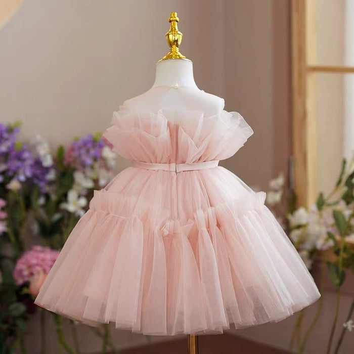 Pink Ruffled Toddler Girl Dress for Kids Birthday Party J711