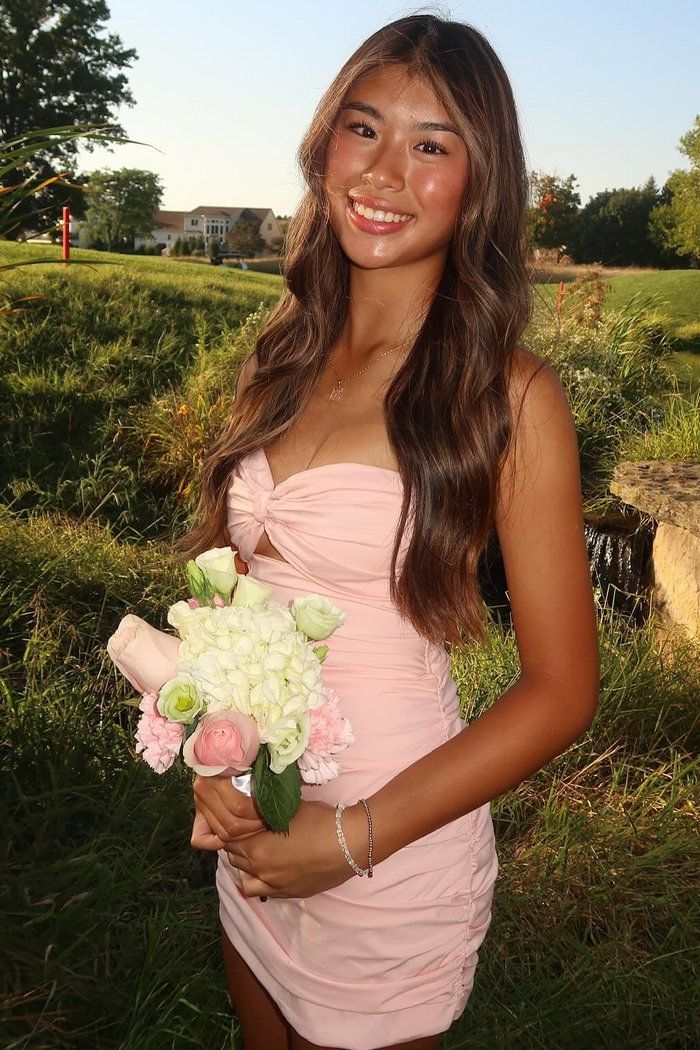 Pink Strapless Keyhole Pleats Sleeveless Tight Mini Homecoming Dress